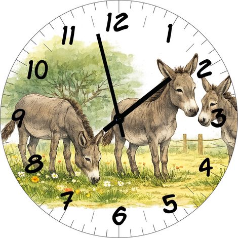 Horloge murale en verre ânes 29 cm (1/2)