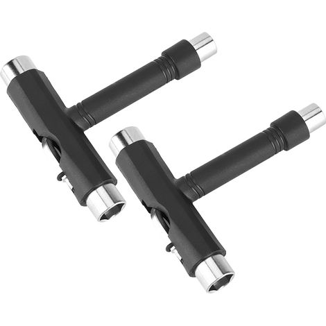 Ensemble de 2 clés à molette en forme de T, en acier durable, portables et recouvertes de plastique, pour skateboards et outils de réparation. (1/5)
