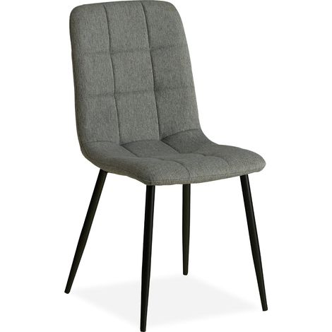 Chaise de salle à manger cuisine confortable et moderne en tissu gris pieds en métal noir CDS06001 (1/5)