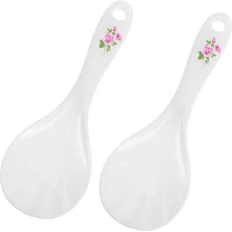 Set mit 2 rosa Reislöffeln mit Aufdruck – 20,5 cm – Antihaftbeschichtung – Kunststoff – BPA-frei – Kratzfest – Zum Umrühren (1/5)