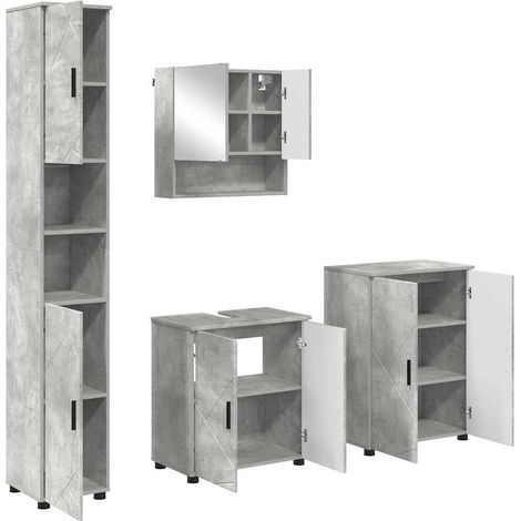 Juego de muebles de baño con almacenamiento 4 pcs Gris Concreto vidaXL (1/5)