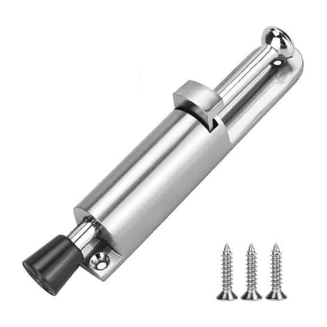 Butée de porte à ressort robuste, butée de porte en métal, butée de porte à ressort en alliage de zinc pour intérieur et extérieur, pédale, argent brossé (1/5)