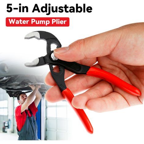 Pince multiprise réglable mini à 13 dents avec poignée rouge, pince multiprise, pince pour tuyaux d'eau, clé universelle multifonctionnelle à grande ouverture rapide. (1/5)