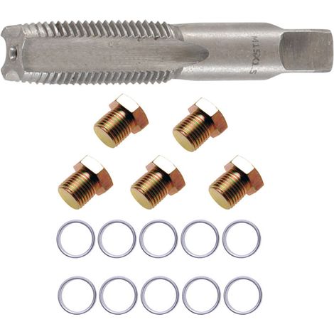 Bgs Technic – Kit de réparation pour bouchon de vidange 14 mm – Re-filetage 15 x 1.50 – 5 bouchons Ø 15 – 10 joints en aluminium Ø 15