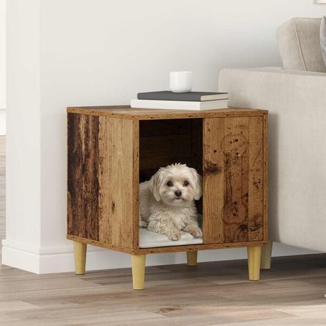 Niche ancienne en bois pour chien, 44 x 42 x 49 cm