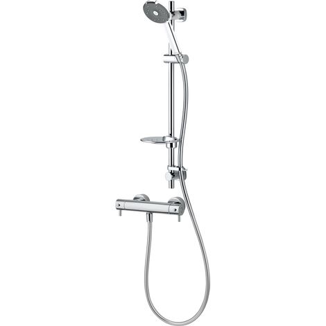 Deva Kiri Satinjet Low Flow Cool Touch Bar Shower Valve With Easy Fit Shower Kit - Chrome & Graphite (1/2)