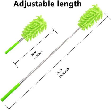 Plumeau Microfibre Antistatique Télescopique 75 cm, Tête Chenille Lavable Amovible, Dépoussiérage Maison Voiture (1/4)