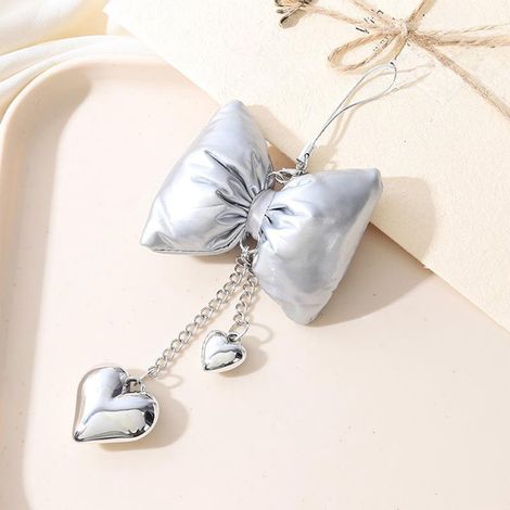 Bow Ornament - 15 Cm - Artificial Leather - Silver - For Christmas Tree Gift Bag Decoration - 1 Piece (1/5)