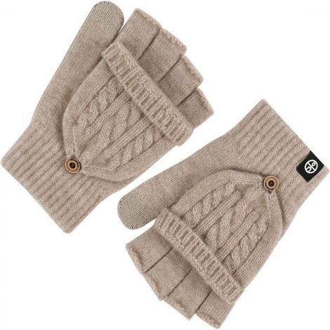 Gants Demi-Doigts - Gants Convertibles Magnétiques Pour Pêche - Antidérapants Et Thermiques - Taille Unique - Khaki