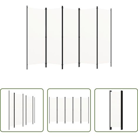Raumteiler Weiß - 5-tlg. Raumteiler Weiß 250x180 cm (1/5)
