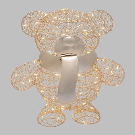 Ourson lumineux H27cm Métallique couleur Champagne Lotti (1/5)