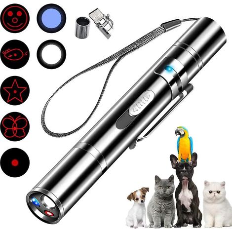 Pointeur laser pour chat et chien, 7 modes laser réglables, télécommande 3 modes, jouet interactif rechargeable par USB (1/5)