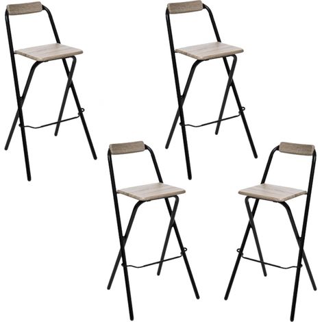 Atmosphera – Lot de 4 tabourets de bar pliants – Hauteur d'assise 75 cm – Structure en acier – Assise en PVC et MDF – Pliants pour rangement facile (1/2)
