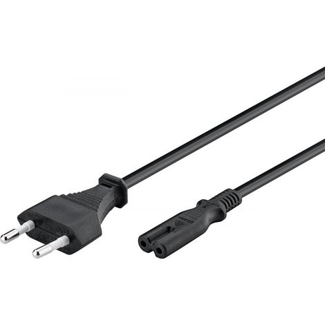Cordon secteur - Universel - Noir - 1,5 m - 2,5 A - H03VVH2-F 2 x 0,75 mm² (1/2)