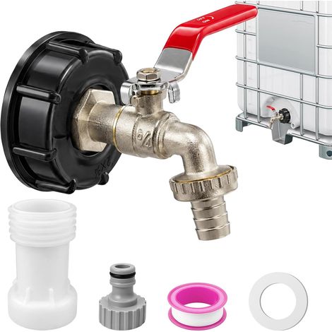 Robinet Cuve 1000l,Robinet IBC 3/4 avec S60X6 Rallonge Adaptateur,Robinet Exterieur Jardin (STYLE 1) (1/5)
