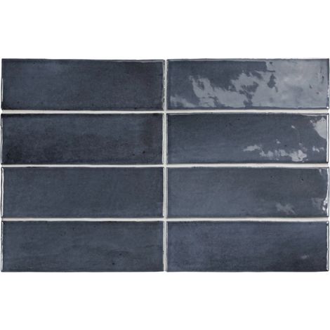 Eiffel Art Construction – Carrelage sol uni effet zellige bejmat marocain 5x15 cm bleu brillant – Finition élégante pour murs intérieurs – Boîte de 0,50m² (1/5)