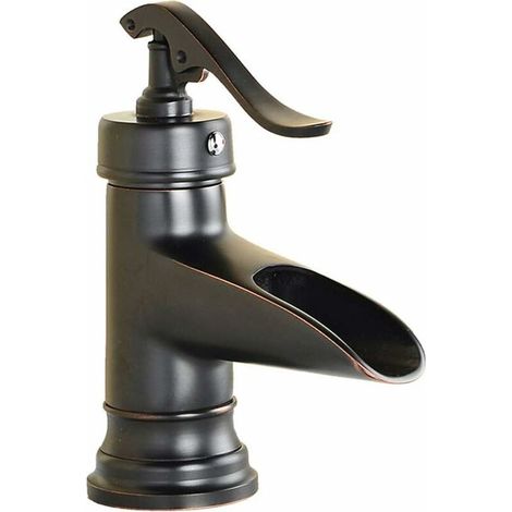 Basin Faucets, Antique Brass Basin Mixer Tap Vintage Retro Style Hot and Cold Bathroom Sink Faucet Mixer Tap,Black (1/5)