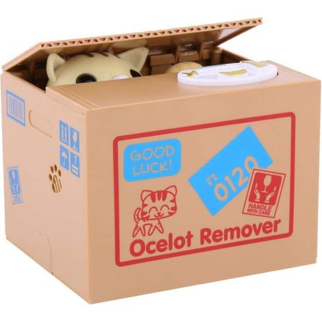 Tirelire de Chat, Tirelire Boîte Volent l'argent Automatic Boîte Monnaie Tirelire Automatique avec Son, Tirelire divertissante de Chat Qui Vole Argent, Jouets pour Enfants,Jaune