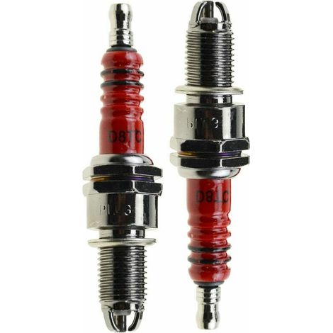 D8TC Spark Plug with 3 Electrodes Replacement for 4 Stroke 125cc 150cc 200cc 250cc ATV Dirt Bike Go Kart Moped Scooter Pack of 2 (1/5)