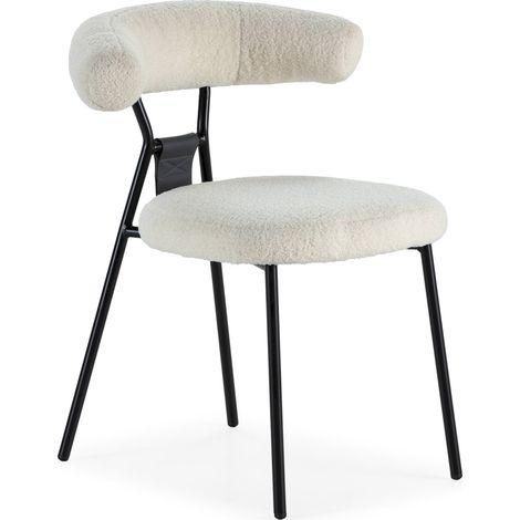 Chaise élégante tissu doux et pieds métal - Blanc crème et métal noir (1/5)