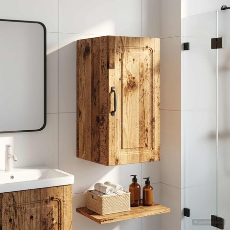 vidaXL Armario de pared para baño UTRECHT Madera envejecida (1/5)