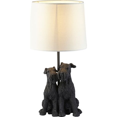 Endon Westie Lampada da tavolo con base e paralume Nero opaco e lino naturale (1/5)