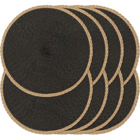 Lot de 8 Sets de Table Ronds tressés - Lavables et résistants à la Chaleur - pour Table de Salle à Manger- pour Noël, Pâques (1/5)