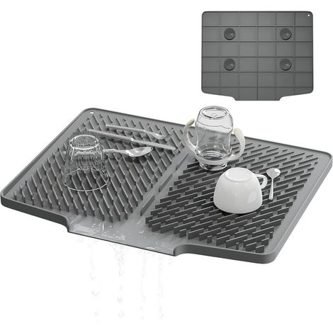 Tapis séchage silicone 40×32 cm, rainures, résistant 230°C, léger/pliable.