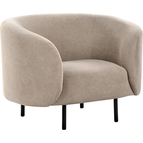 Poltrona morbida in poliestere tortora con gambe nere Loen