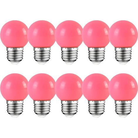 10 E27 2W LED Bulbs, Pink, PC Material, 360 Degree Beam Angle, for Christmas, Parties, and Patios (1/5)