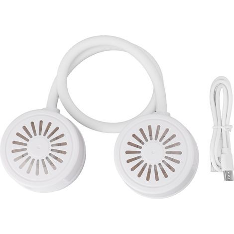 Faltbarer, klingenloser Nackenventilator, leise, USB-aufladbar, tragbar für Camping, Wandern und Reisen – Weiß (1/5)
