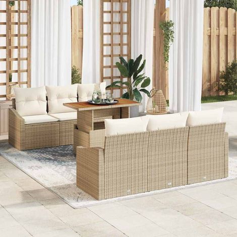 Gartensofa-set 7 Stk. Beige und Creme vidaXL (1/5)