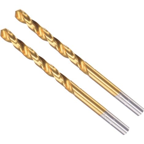 Torsion Foret Mèches, 5,2 mm Perçage Diamètre, Titane Revêtement Haute Vitesse Acier 6542 Droit Rond Tige, Applications: pour Inox Acier Alliage Métal, 2-Pièces (1/5)