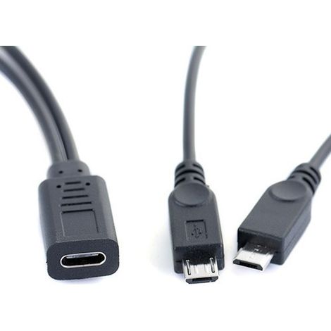 Universelles USB 1 auf 2 Lade- und Datenkabel für Mobiltelefone und Tablets, mit Android Typ-C-Buchse auf 2 Micro-Stecker. (1/5)