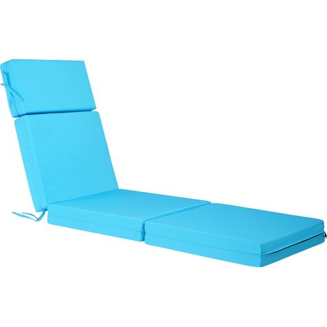 VEVOR Chaise Lounge Cushion, 72 x 21 x 4 in, Set of 2 Outdoor Lounge Chair Cushions, Waterproof & Fade-Resistant, Sun Lounger Cushions with Ties, Thick Patio Lounger Pads for Pool Deck, Teal Color (1/5)