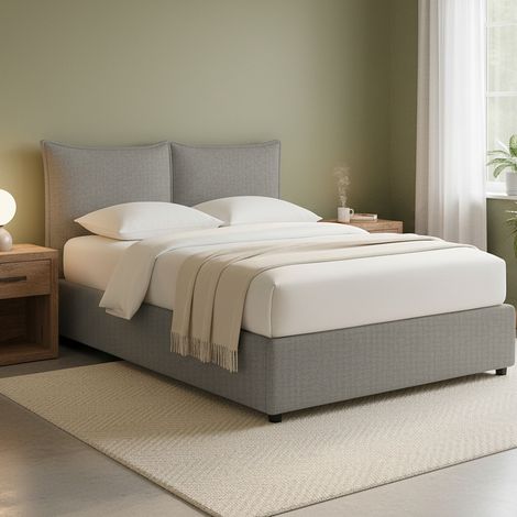 Letto Matrimoniale Wetherby, Sfoderabile, Contenitore Made in Italy, Grigio Cenere (1/5)