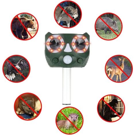 Dispositif Solaire répulsif pour Animaux Répulsif pour Animaux d'extérieur - Dispositif d'effarouchement de Chat répulsif pour Animaux à ultrasons Charge USB étanche et effaroucheur-LIAIKI (1/5)