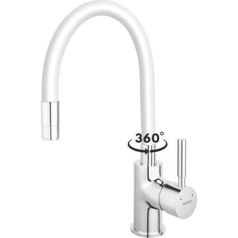 Ferro ZUMBA grifo monomando cocina blanco flexible
