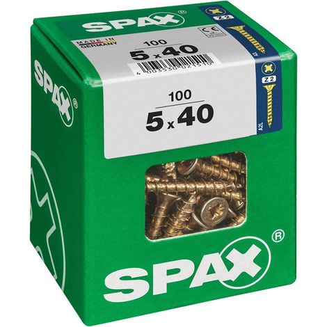 Scatola da 100 unità di vite per legno Spax con testa piatta Yellox 5,0x40 mm Spax