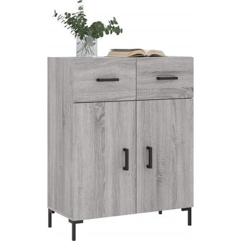 Buffet Bas de Cuisine en Bois d'Ingénierie, Meuble de Rangement Style Sonoma Gris, 69.5 x 34 x 90 cm (1/5)
