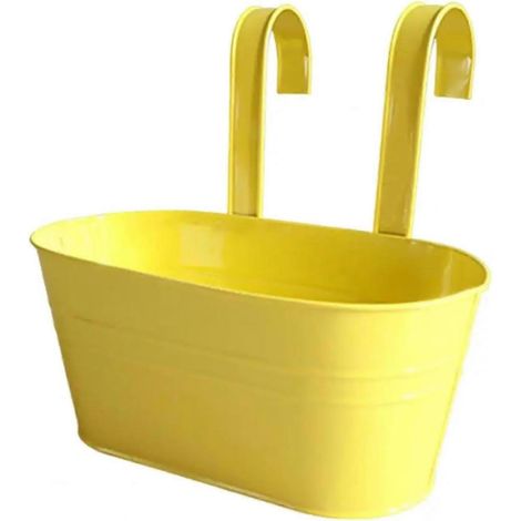 Pots de fleurs suspendus en métal jaune avec trous de drainage jardinières suspendues (1/5)