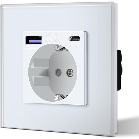 Prise murale Schuko avec chargeur rapide USB (1/5)