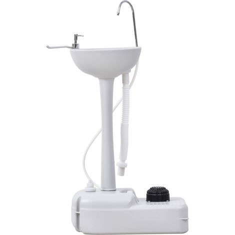Lavabo, à main Lavabo mobile, portable, avec roues, 51 cm x 33,5 cm x 103 cm, blanc