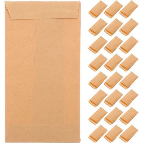 100 Kraftpapier-Umschläge zur Aufbewahrung von Geld, Schlüsseln, Münzen und kleinen Gegenständen. – 11,50 x 6,40 x 0,10 cm (1/4)