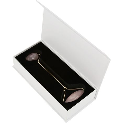 Rouleau de Massage Visage Amincissant en Quartz Rose et Jade Naturel à Double Embout (1/5)