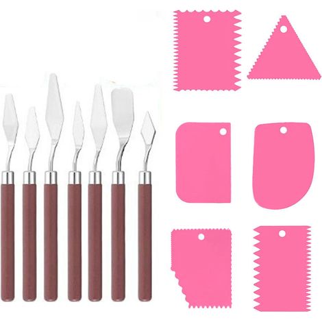 Couteau à palette en acier inoxydable pour peinture à l'huile, spatule pointue pour mélanger et racler le rose