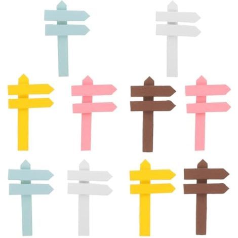 Set mit 10 kleinen, farbigen Holzschildern für Garten, Pflanzen, Mikrolandschaftsdekoration und Elfenhaus (1/5)