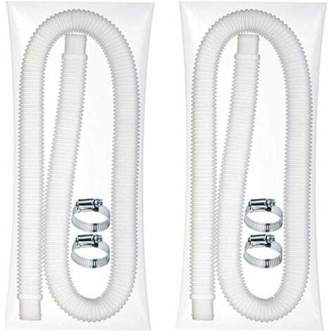 Manguera flexible universal para piscina - Manguera de repuesto para piscinas elevadas - Incluye 2 tubos de bomba de filtro blandos con 4 abrazaderas metálicas (diámetro: 32 mm, longitud: 1,5 m) (2 un (1/4)