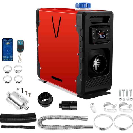 Jiubiaz 12/24 V Diesel Standheizung 8 kW 1-Auslass Luftheizung Dieselheizung Air Heater Bluetooth App LCD Fernbedienung für Auto LKW Wohnmobil Camper Rot (1/5)