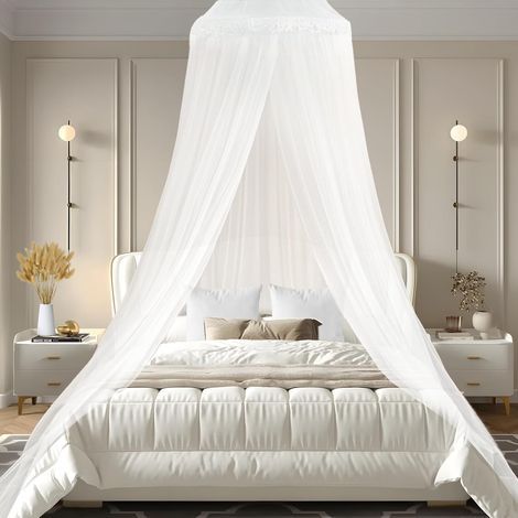 Moskitonetze de lit Grand Dôme Polyester, Installation Rapide, Décoratif et Anti-Insectes (Blanc), L-XXL (1/5)